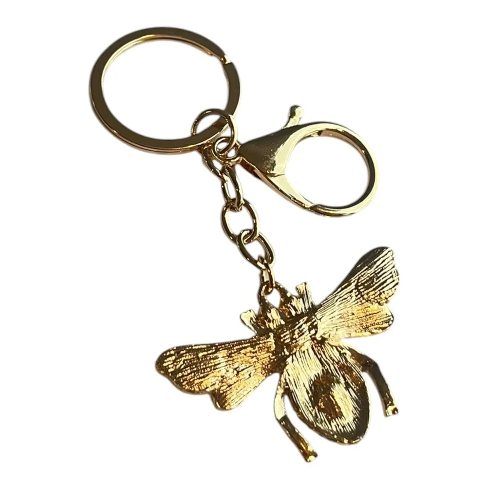 Women's Gold Red Clear Rhinestone Bee Charm Key Chain 4